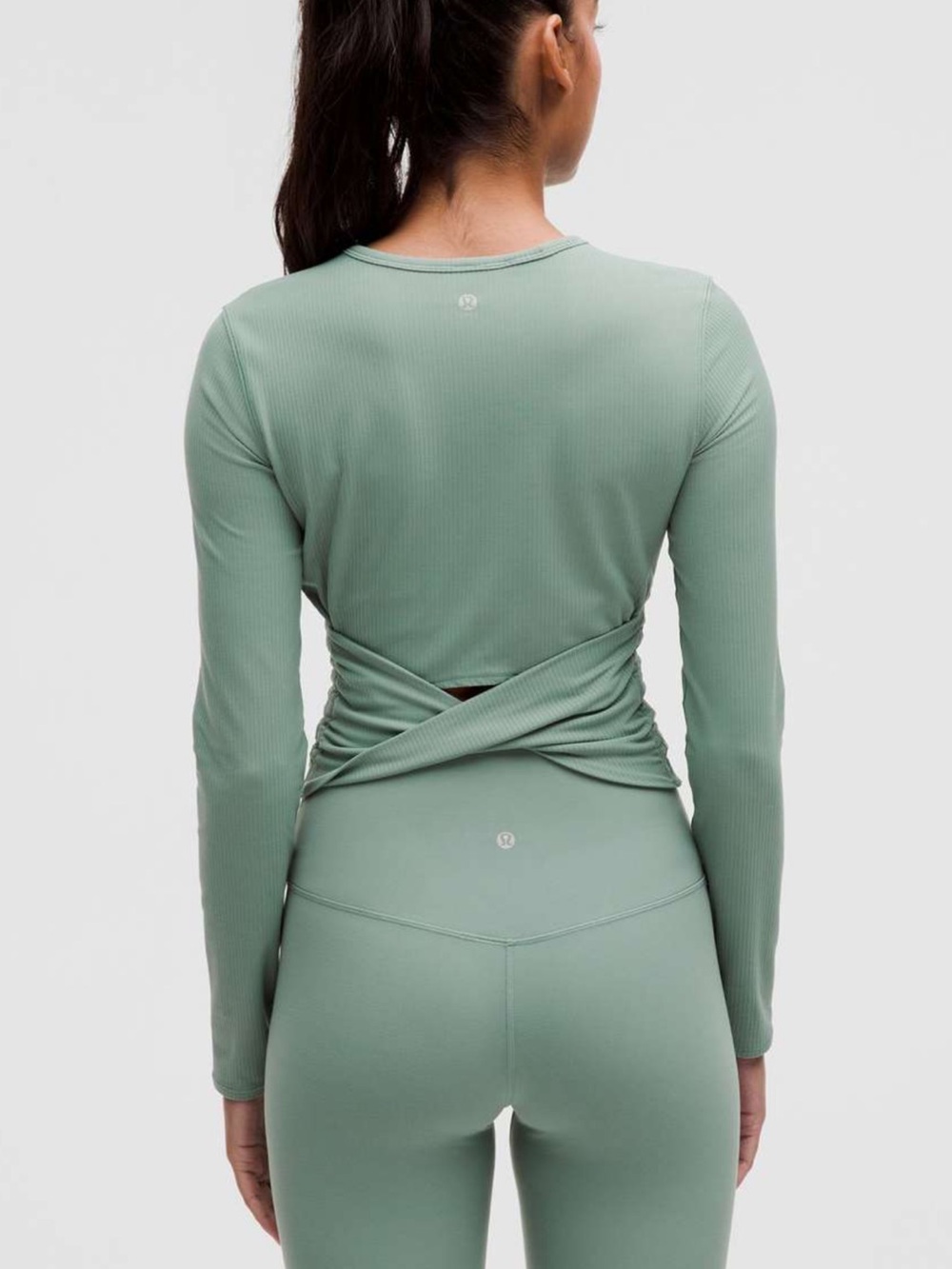 Lululemon All It Takes Back-Twist Ribbed Long-Sleeve Shirt in Crater Blue Size 6